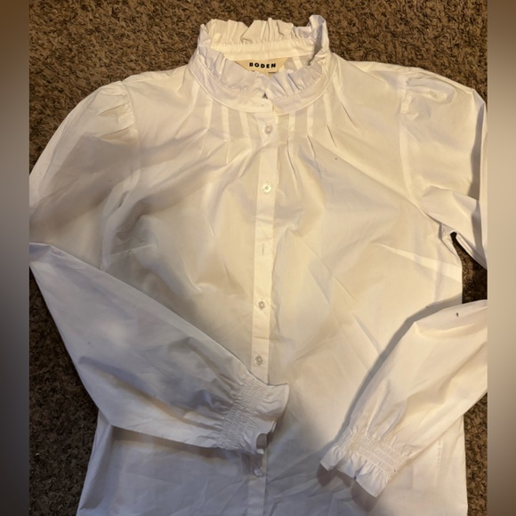 Boden Ruffled White Blouse - Picture 1 of 4